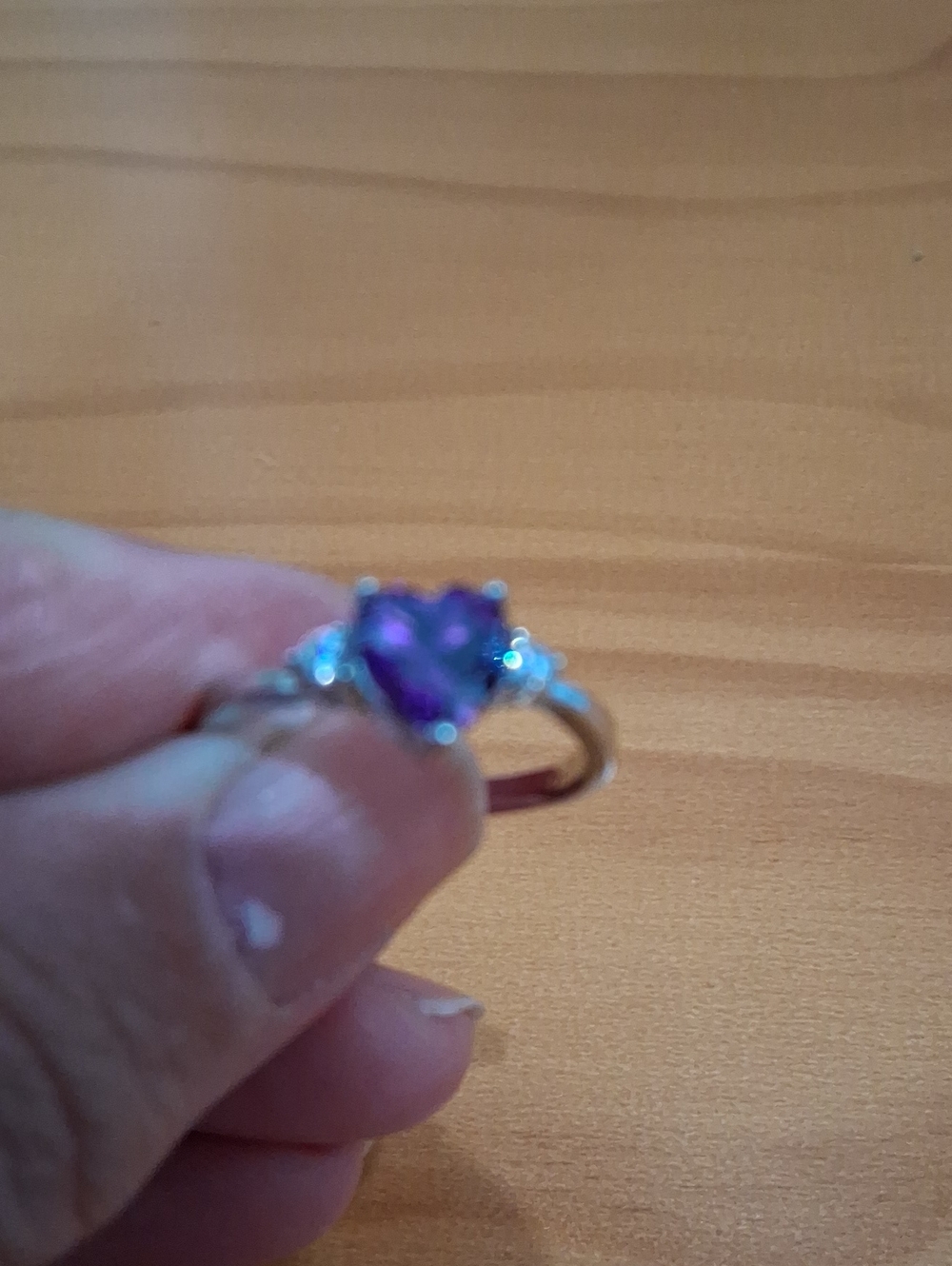 Silver Heart Amethyst Ring - Purple Gemstone